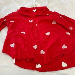 Stylish Red Heart Patterned Blouse
